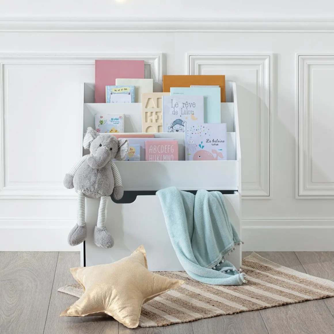 Bibliothèque enfant à roulettes