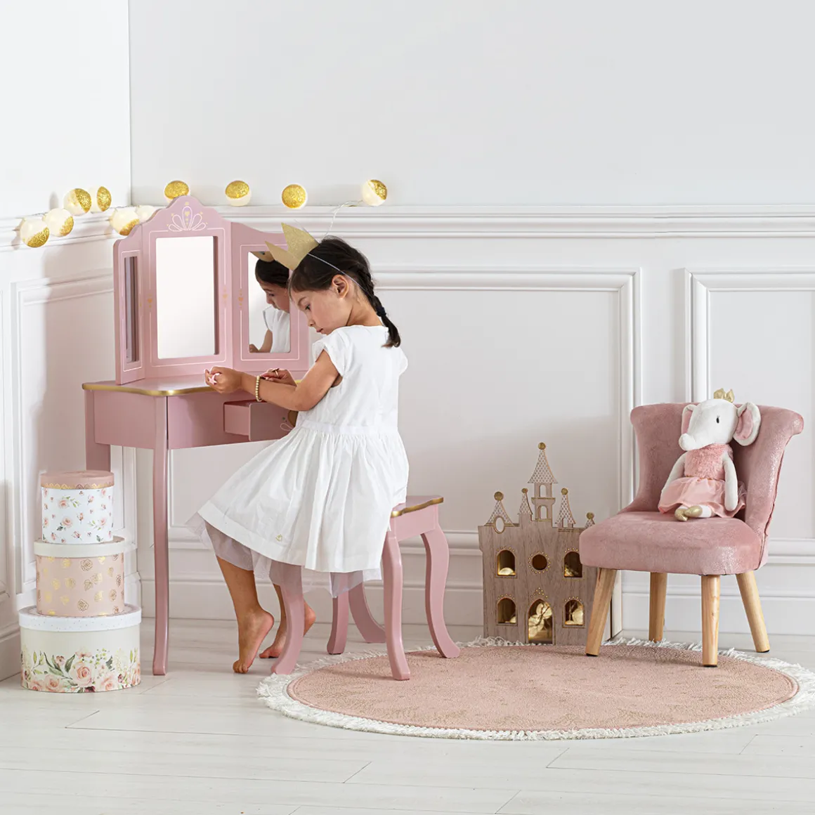 Coiffeuse et tabouret enfant "Sissi"