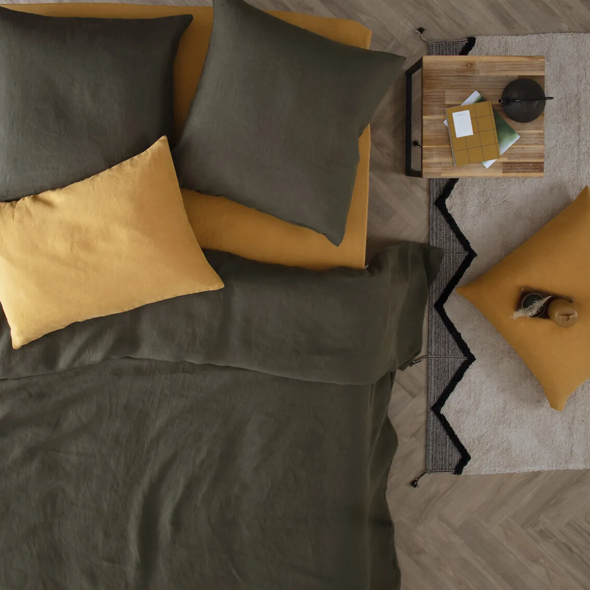 Drap-housse "Linah", lin lavé