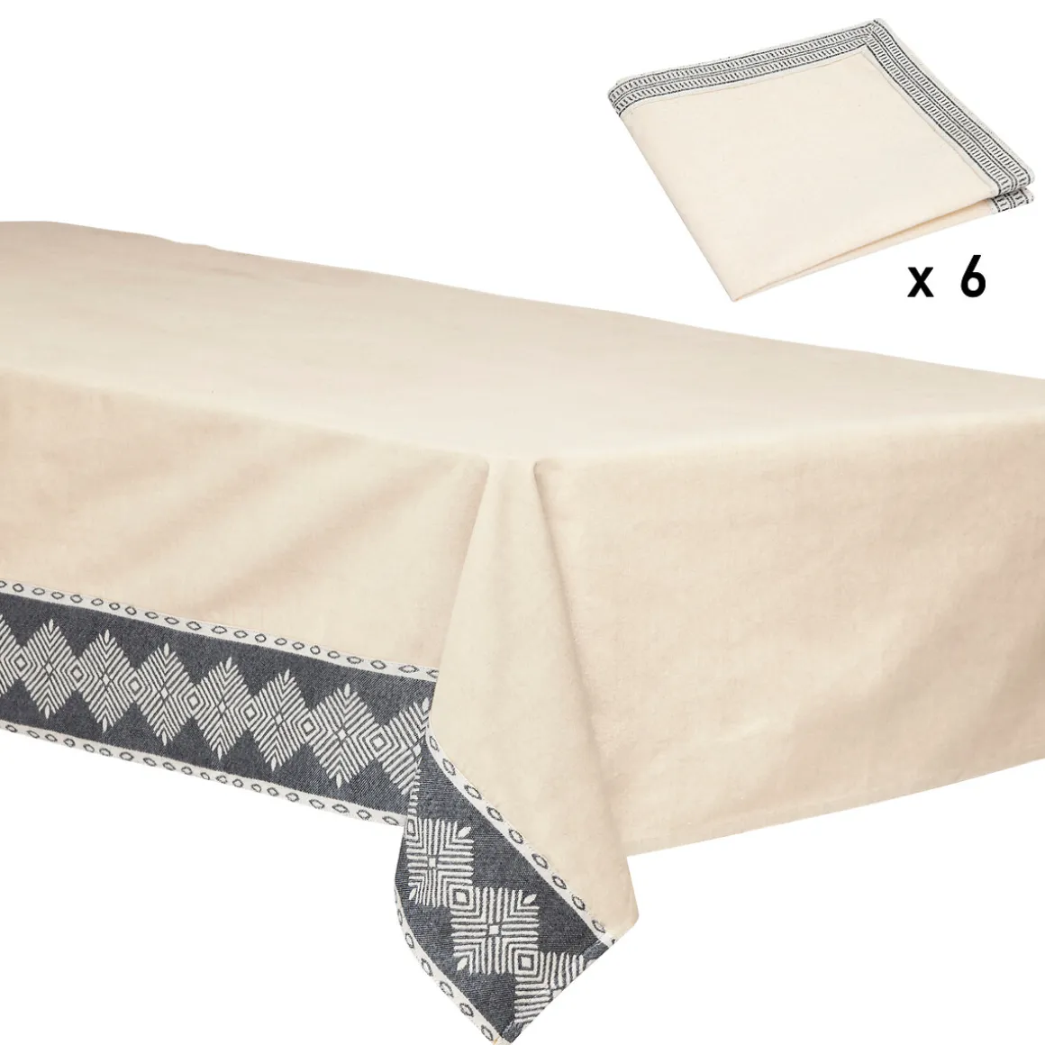 Ensemble nappe et 6 serviettes "Inuit", coton