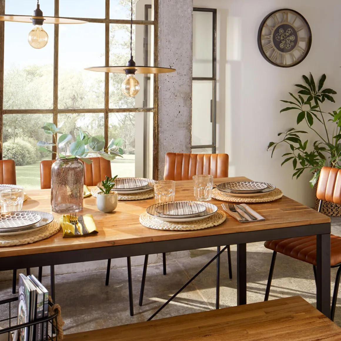 Ensemble table à manger "Edena" + 4 chaises "Dario"