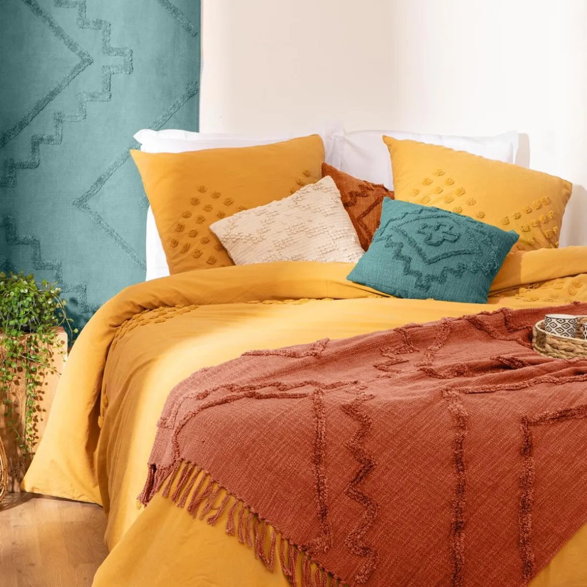 Jeté de lit "Inca", coton tufté