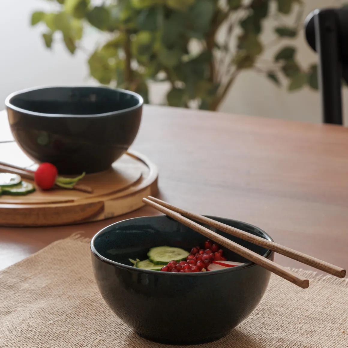 Lot de 2 bols "Jade" avec baguettes