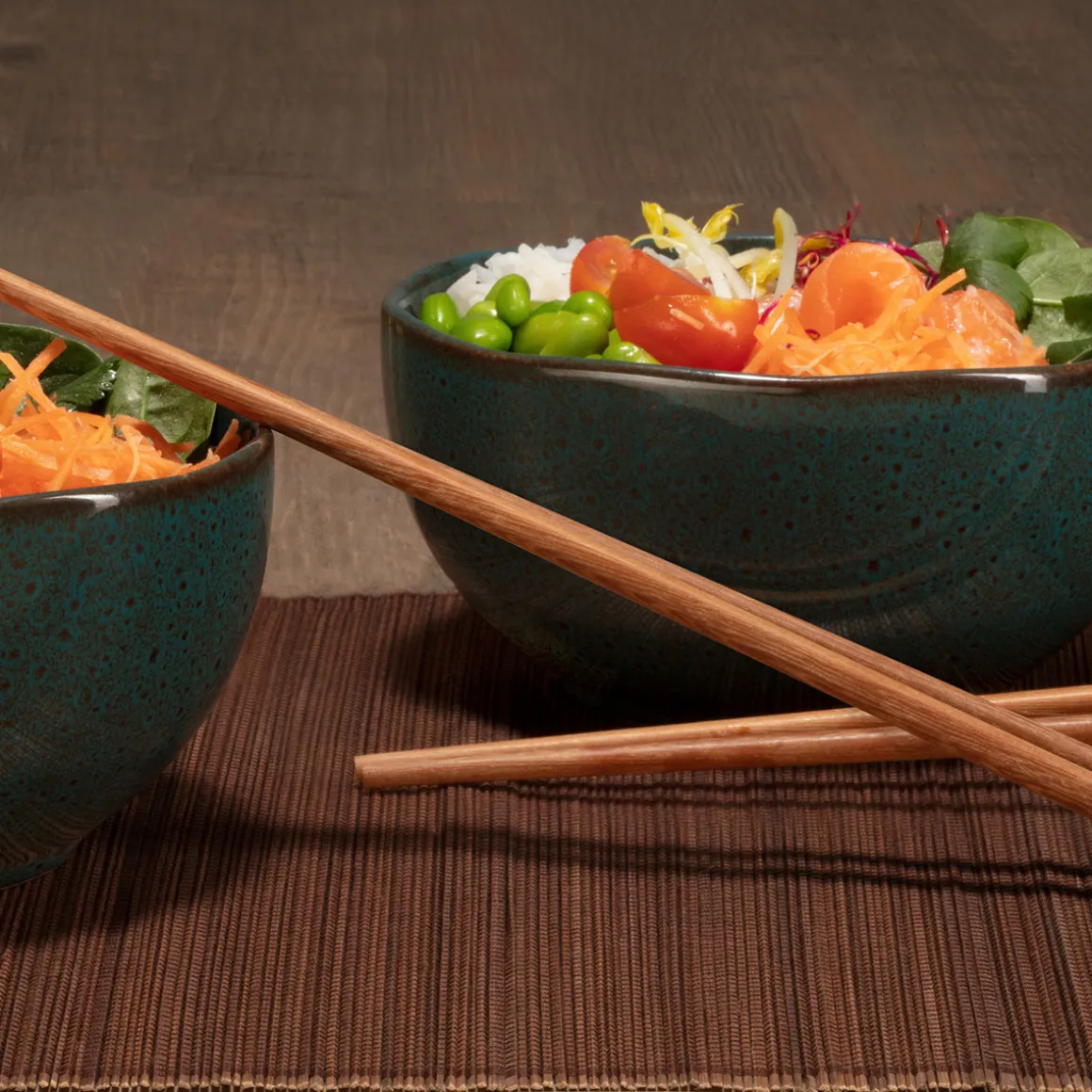 Lot de 2 bols "Jade" avec baguettes