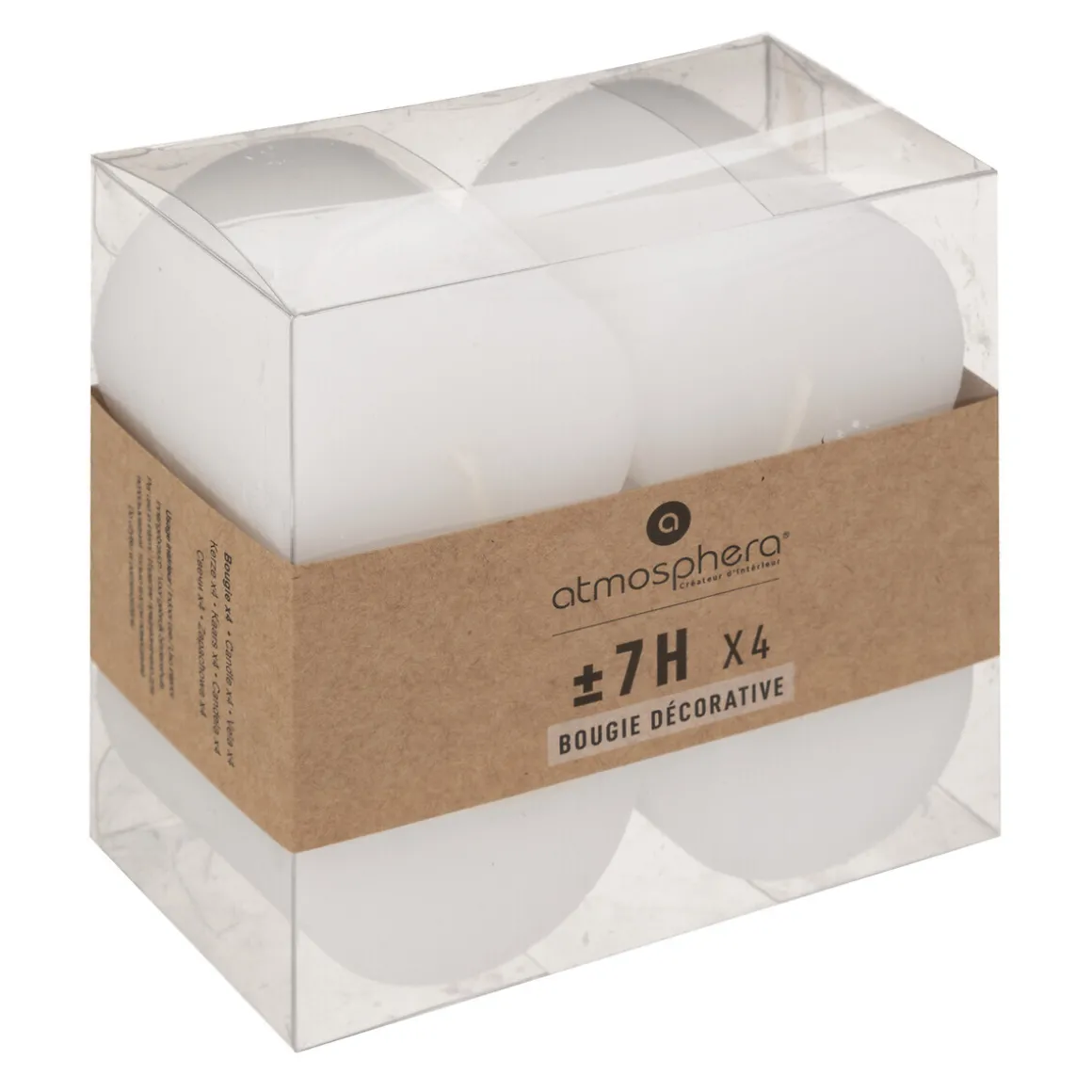 Lot de 4 bougies rustiques "Olia"