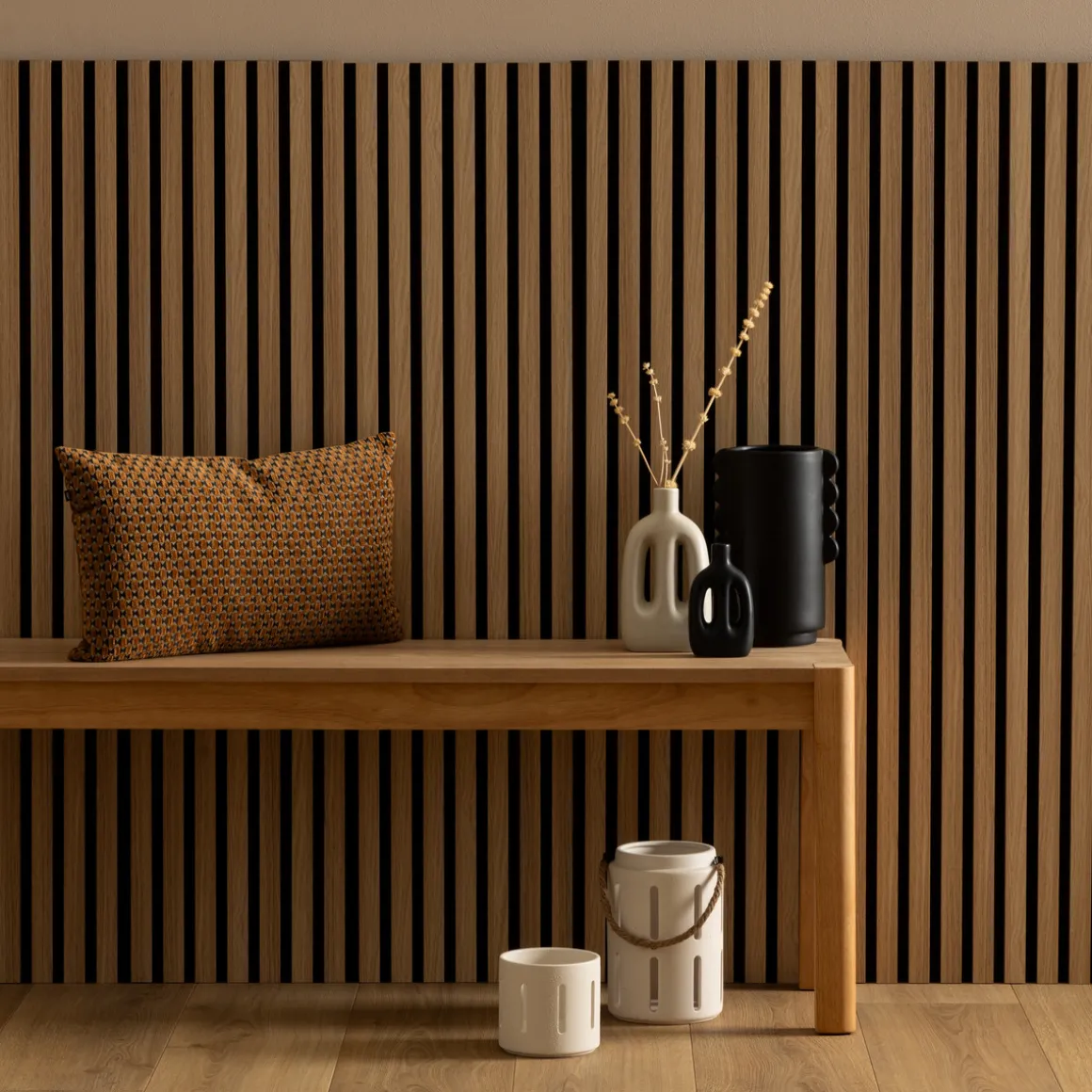 Lot de 4 panneaux décoratifs tasseaux bois Colva