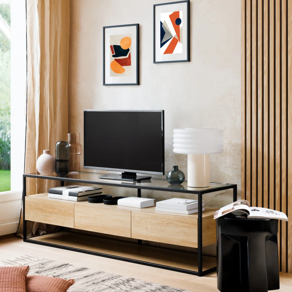 Lot de 4 panneaux décoratifs tasseaux bois Colva