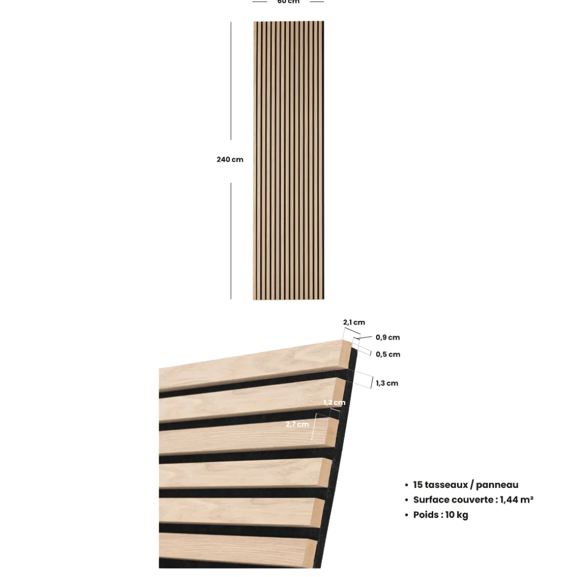 Lot de 3 panneaux décoratifs tasseaux bois Colva