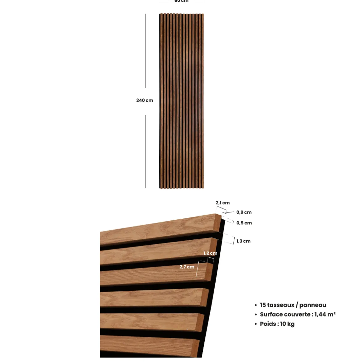 Lot de 4 panneaux décoratifs tasseaux bois Colva
