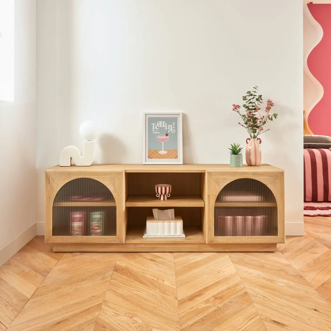 Meuble TV 2 portes 3 étagères "Lousada"