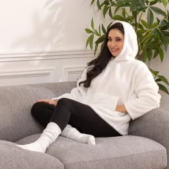 Plaid à manches capuche flanelle "teddy"