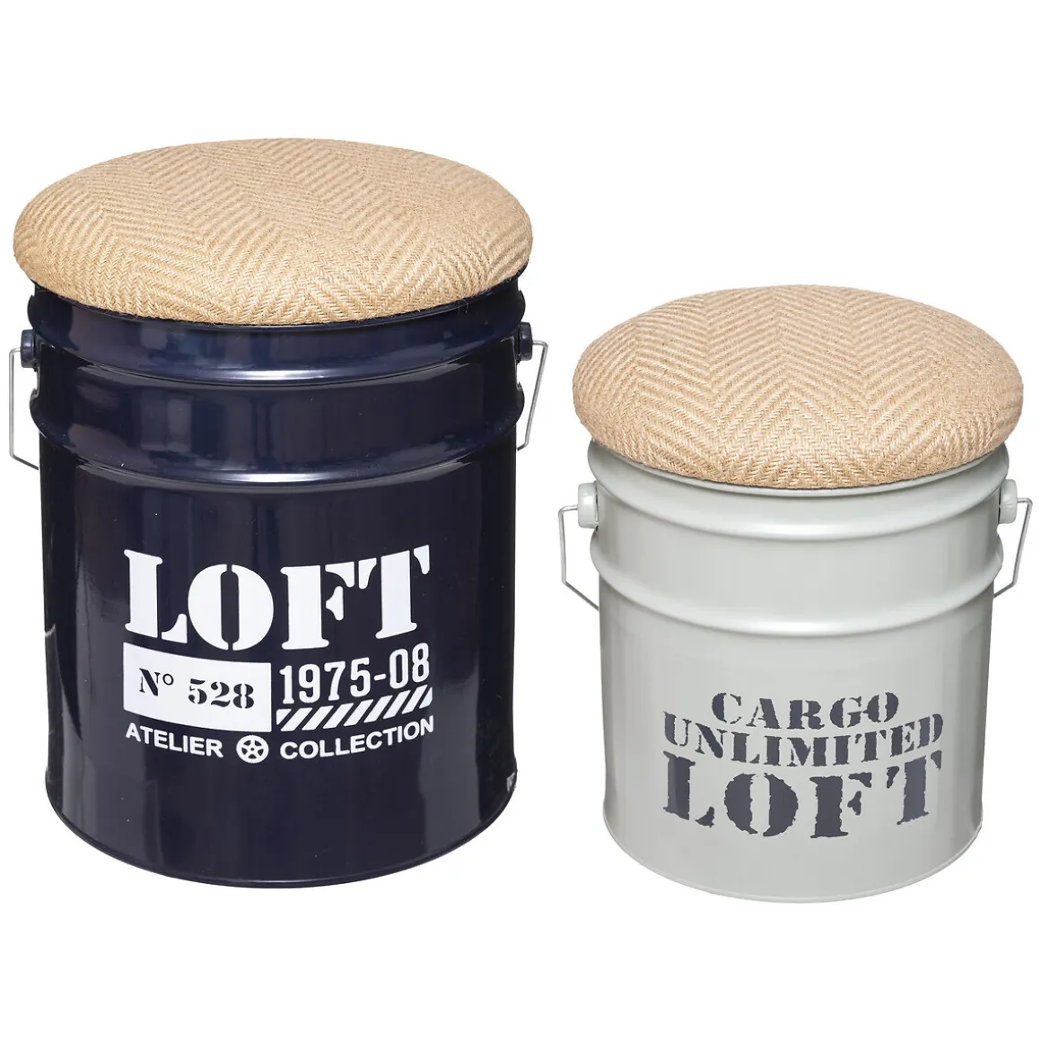 Set de 2 poufs bidons "Alfred"