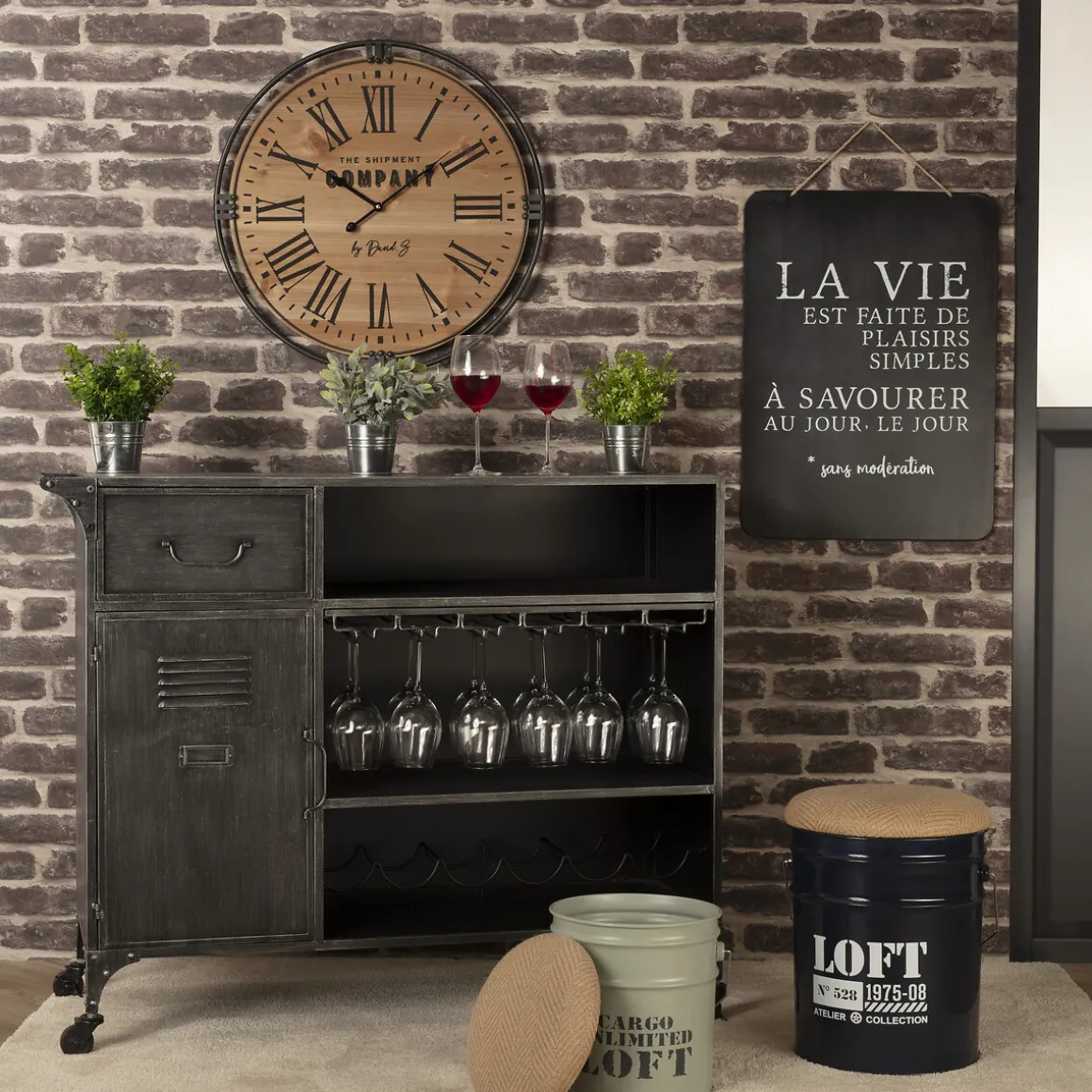 Set de 2 poufs bidons "Alfred"