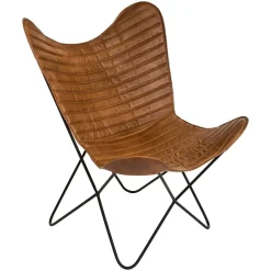 Structure fauteuil + Housse “Dario” cognac striée en cuir