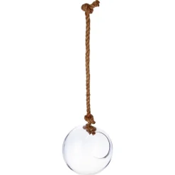 Vase boule, verre et corde